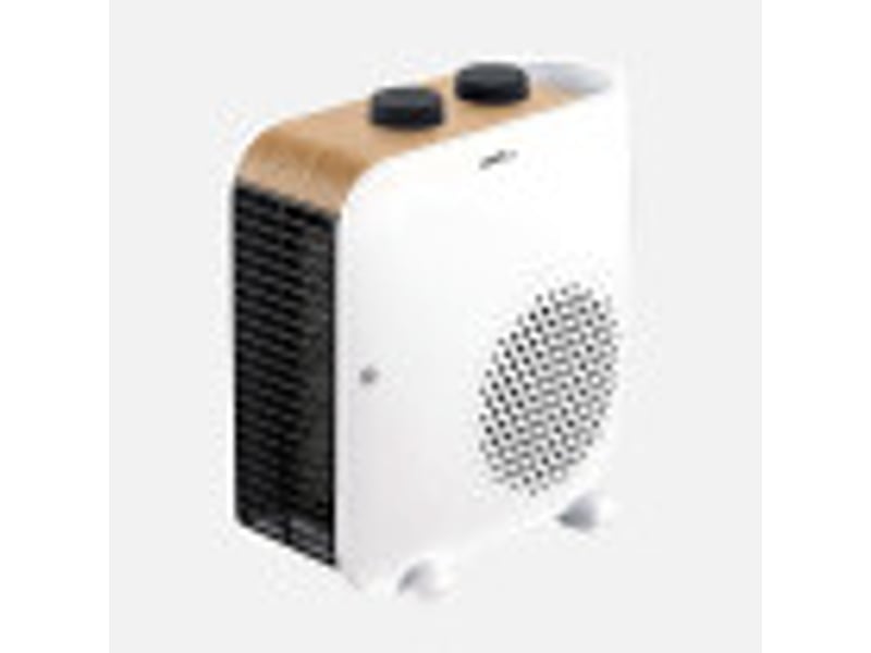  Chauffage soufflant ABRILA Trail 2000 W blanc et hêtre, horizontal ou vertical, 2 puissances, thermostat réglable et poignée 279922068 - Conforama B