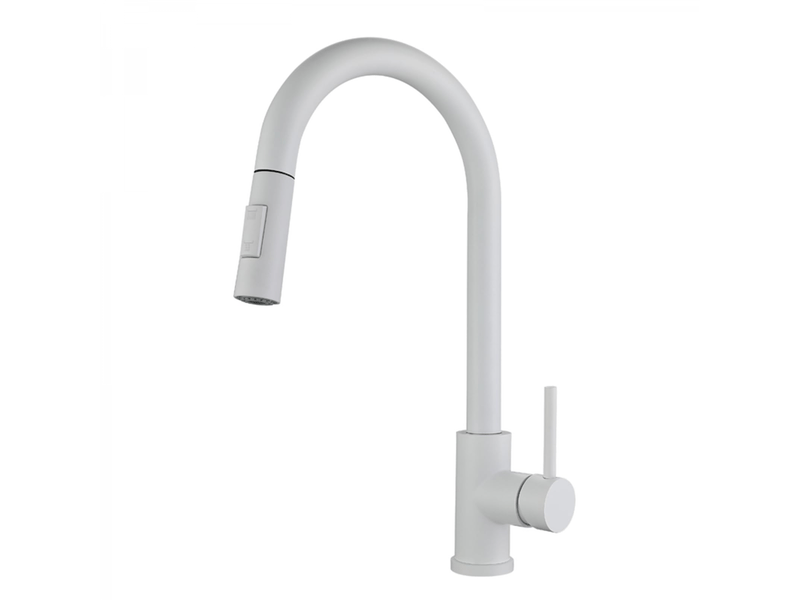  Mitigeur cuisine avec douchette extractible blanc mitigeur de cuisine extractible acier inoxydable-blanc  - Conforama A