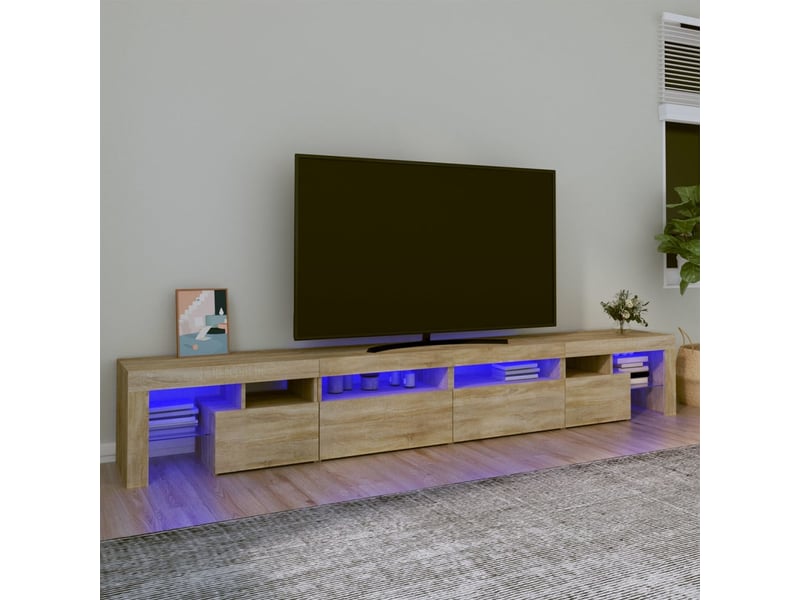  Meuble tv - banc tv - meuble de rangement avec lumières led chêne sonoma 260x36,5x40 cm  - Conforama B