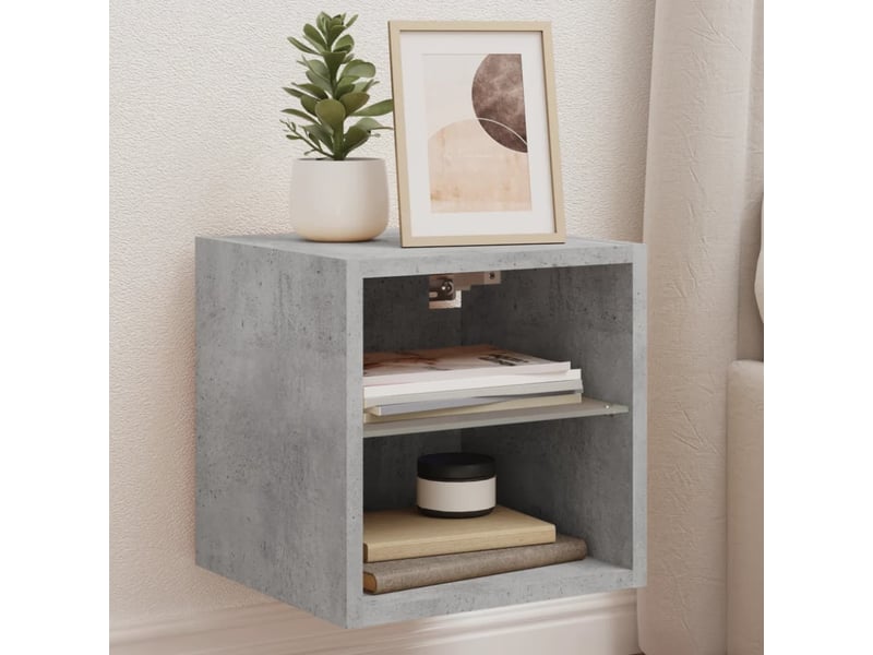  Meubles tv - banc tv - meuble de rangement muraux et lumières led 2pcs gris béton 30x28,5x30 cm  - Conforama B