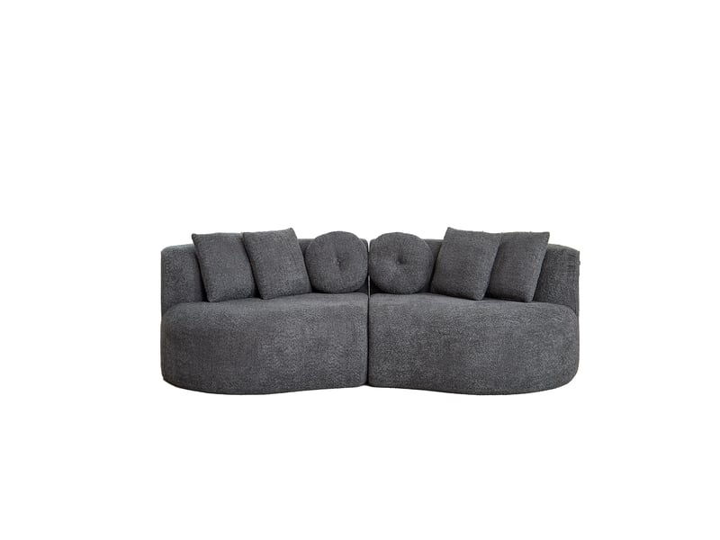  Canapé 2 places - 223 x 109 x 79 cm - canapé de salon divan lounge design cashew et rembourré en chenille - gris  - Conforama A