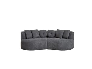 Canapé 2 places - 223 x 109 x 79 cm - canapé de salon divan lounge design cashew et rembourré en chenille - gris