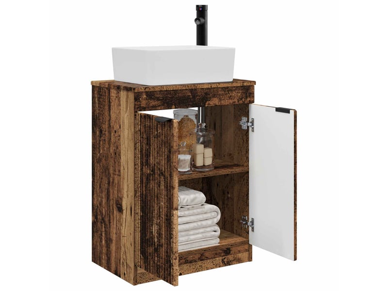  Meuble de salle de bain avec évier bois ancien 54x35x83 cm shl2074  - Conforama C