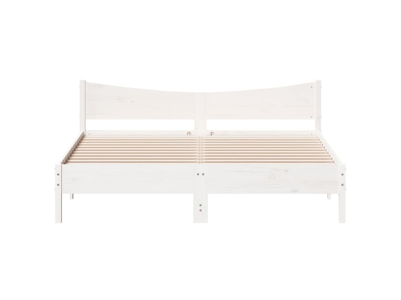  Lit double- lit adulte -  cadre de lit sans matelas blanc 200x200 cm bois massif de pin  - Conforama C