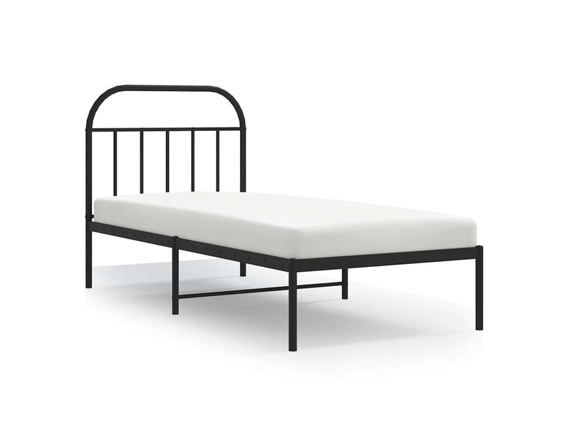  Lit simple- lit adulte -  cadre de lit métal sans matelas avec tête de lit noir 90x200 cm  - Conforama A