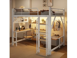 Lit mezzanine 140x200 cm <strong></strong>  <strong></strong> coloris blanc