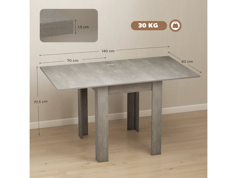  Table à manger extensible 4 à 6 personnes en panneau de particules gris 70-140 cm  - Conforama C