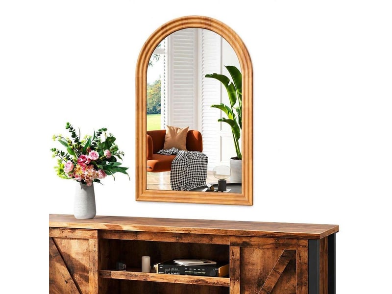  Miroir arqué mural 40x60cm en verre trempé hd – finition chêne clair  - Conforama A