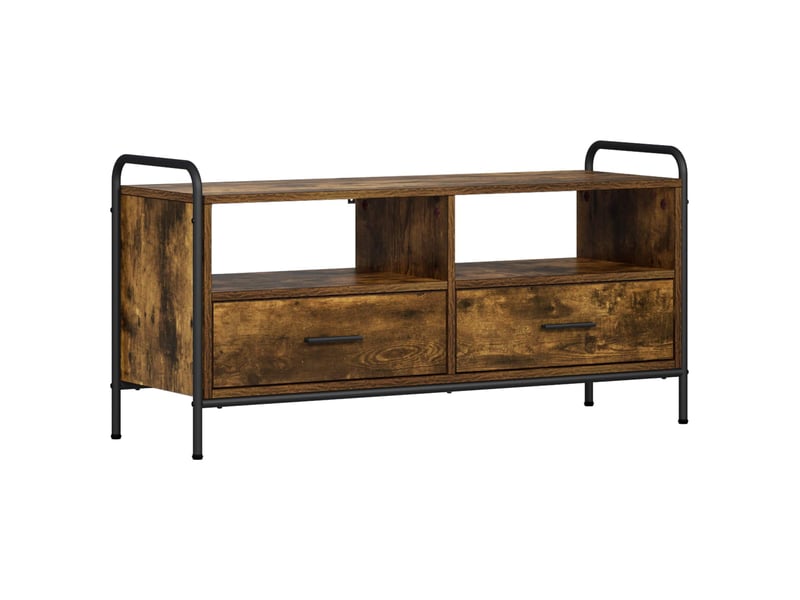  Meuble tv moderne, banc tv 67,5x33x50 cm chêne fumé bois d'ingénierie shl39073  - Conforama A