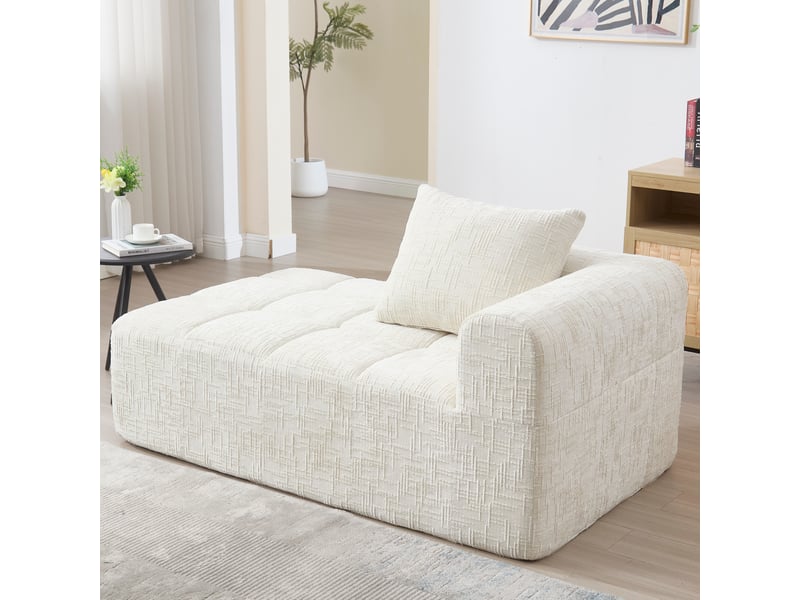  Canapé de salon, canapé moderne — poches latérales, beige, avec méridienne, sans montage  - Conforama W