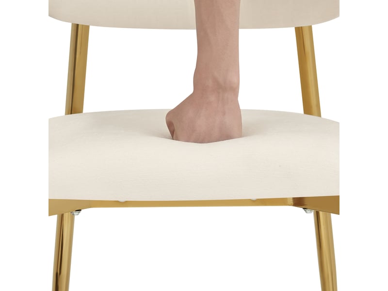  Lot de 4 chaises de salle à manger,51x50x81 cm,tissu polyester,blanc et doré  - Conforama E