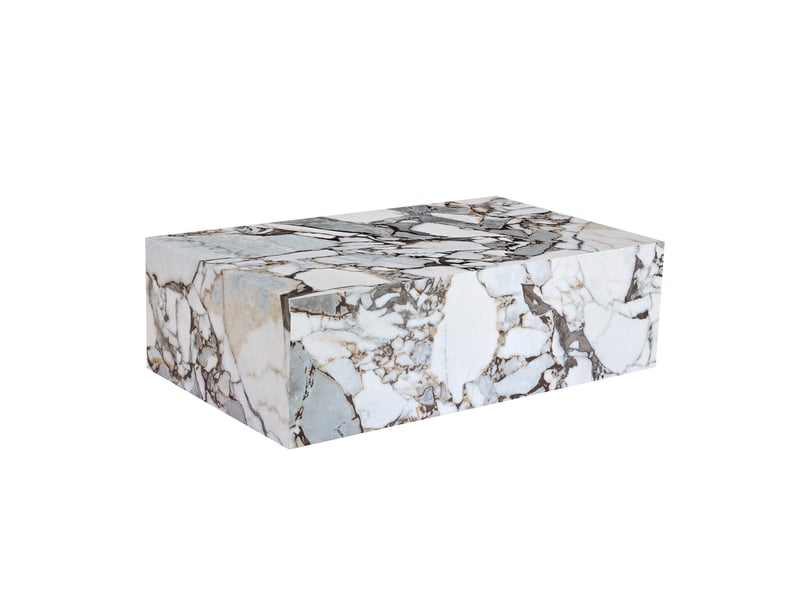  Table basse rectangulaire blanche effet marbre 90 x 50 x 30 cm en mdf, prête à l'emploi pour votre salon  - Conforama A