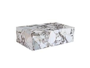 Table basse rectangulaire blanche effet marbre 90 x 50 x 30 cm en mdf, prête à l'emploi pour votre salon
