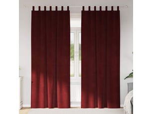 Lot de 2 rideaux, rideaux de fenêtre bordeaux 140 x 260 cm velours cf44012