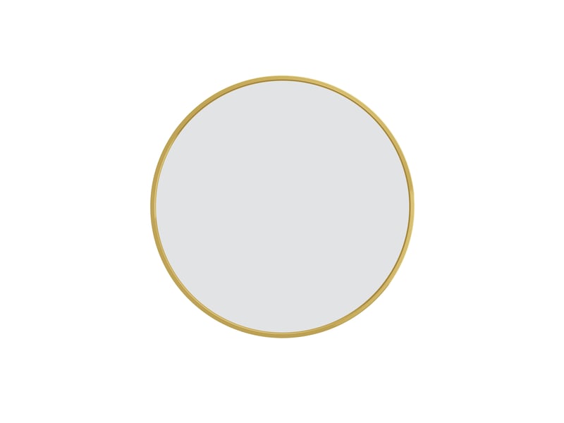  Miroir mural 75x75 cm, cadre en aluminium, forme circulaire, lignes épurées, pour salle de bain ou séjour,doré  - Conforama A