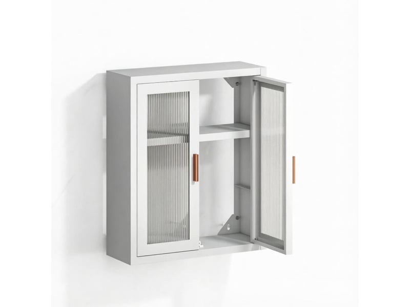  Armoire murale de salle de bain 2 portes étagère réglable métal blanc 40x14x50 cm  - Conforama A