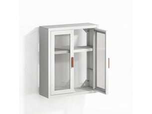 Armoire murale de salle de bain 2 portes étagère réglable métal blanc 40x14x50 cm