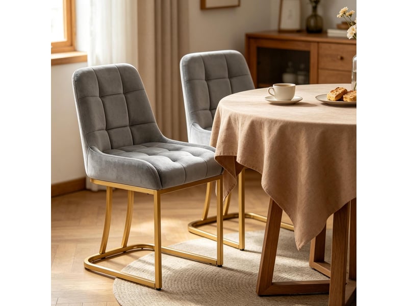  Lot de 2 chaises de salle à manger 52.5x42.5x84cm, gris foncé, métal, ergonomiques  - Conforama E