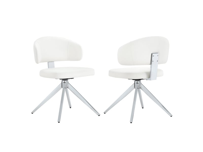  Lot de 2 chaises de salle à manger design dossier incurvé assise rembourrée similicuir piètement métal 4 pieds pivotant  - Conforama A