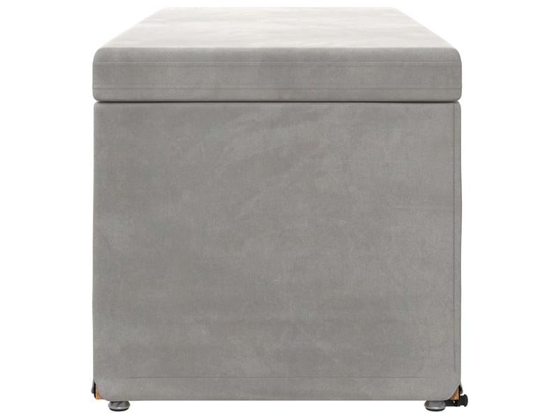  Tabouret bas, ottoman gris clair 101x41x40 cm velours et bois composite  - Conforama E