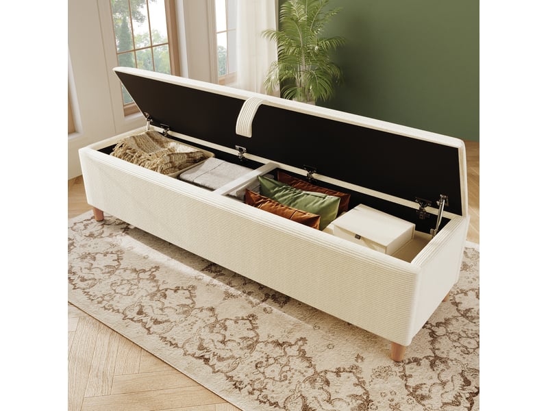  Banc de lit coffre hydraulique 165 cm beige homvra  - Conforama C