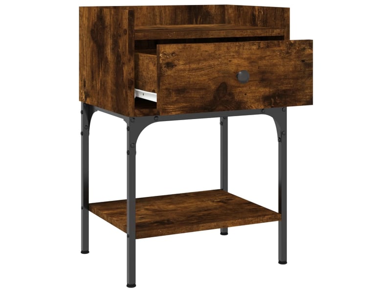  Table de chevet - cabinet de chevet - table de nuit chêne fumé 40,5x31x60 cm bois d'ingénierie  - Conforama E