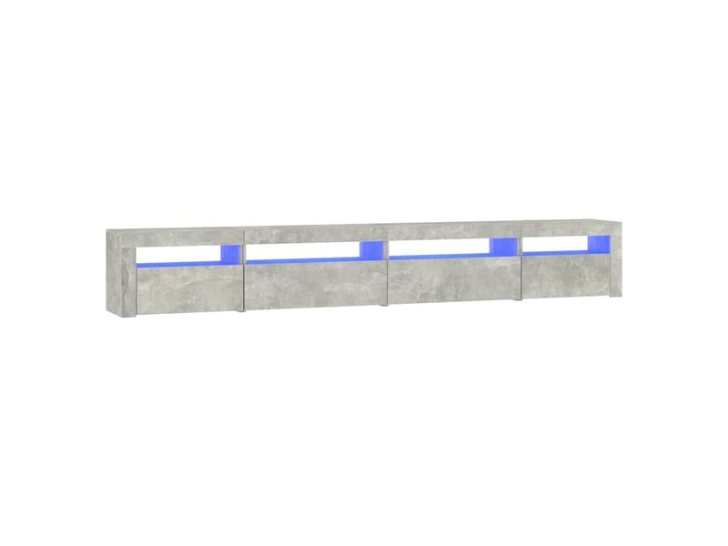  Meuble tv - banc tv - meuble de rangement avec lumières led gris béton 270x35x40 cm  - Conforama A