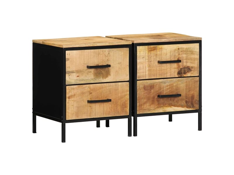  Lot de 2 table de chevet, table de nuit marron et noir 40 x 35 x 50 cm  - Conforama B
