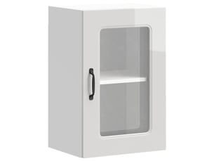 Armoire murale de cuisine avec porte vitrée bois d'ingénierie blanc brillant shl314