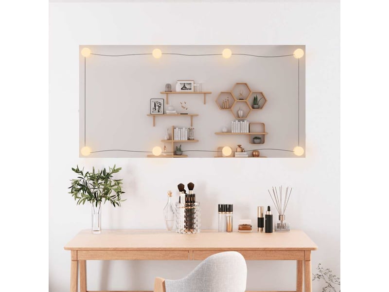 Miroir mural avec lumières led 50x100 cm verre rectangulaire cf62823 - Conforama C