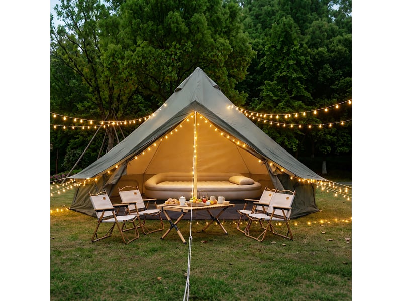  Tente cloche oxford verte 4 saisons 3-4 personnes, 9,8 ft, avec sortie pour poêle  - Conforama B