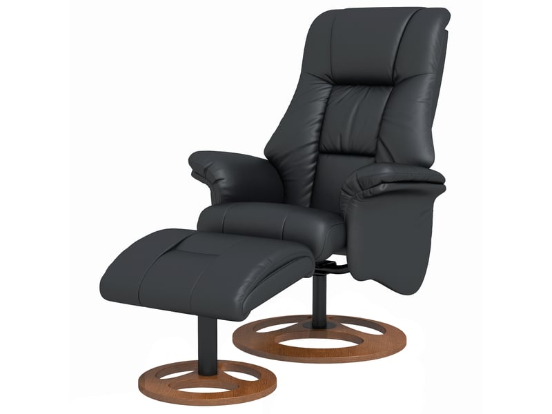  Fauteuil inclinable avec repose-pieds, dossier réglable, 77 cm x 89 cm x 110 cm, noir  - Conforama B
