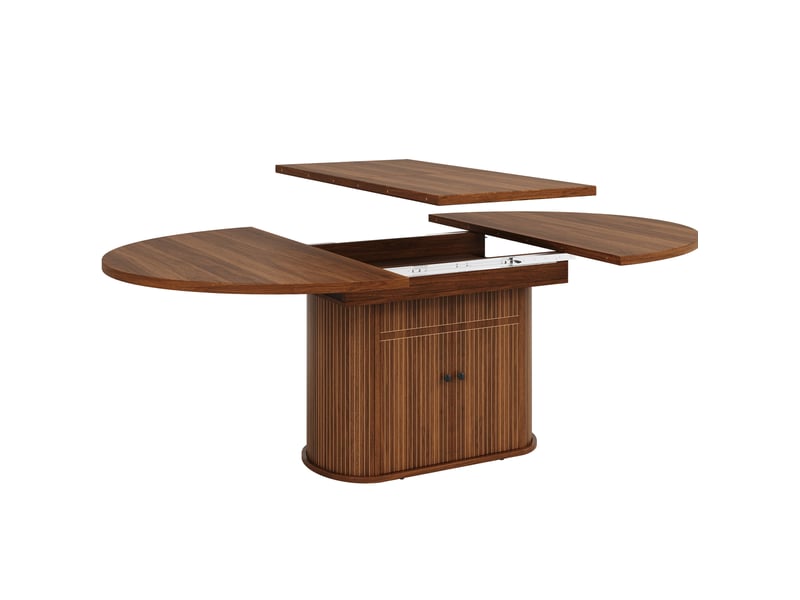  Table à manger extensible avec rangement 118 à 158 cm, mdf marron foncé  - Conforama E