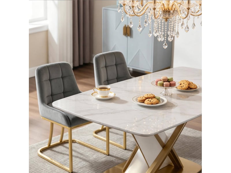  Chaise de salle à manger rembourrée lot de 2 en velours gris foncé evryae  - Conforama C