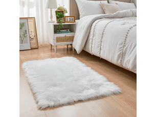 (60x90cm, blanc)cozy sensation comme véritable laine tapis en fourrure synthétique, man-made luxe laine tapis de canapé coussin