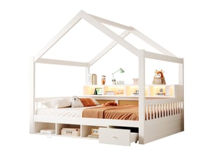 Lit cabane 140x200 cm MAISENTIEL   coloris blanc
