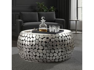 Finebuy table basse design ronde 66 cm en aluminium et plateau en marbre blanc argente - table de salon alu - table de canapé métal - table d'appoint salon - fait main