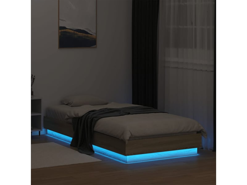 Lit simple- lit adulte - cadre de lit sans matelas avec lumières led 90x200 cm - Conforama D