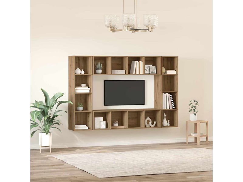  Ensemble meuble tv - banc tv - meuble de rangement 4 pcs marron bois d'ingénierie  - Conforama D