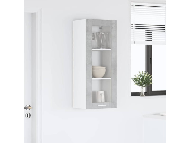  Meuble de rangement cuisine, armoire suspendue gris béton 40x31x100cm bois d'ingénierie  - Conforama D