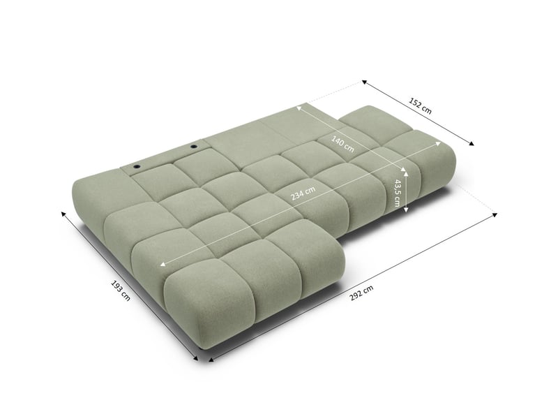  Canapé d'angle gauche convertible almera 4 places tissu vert  - Conforama E