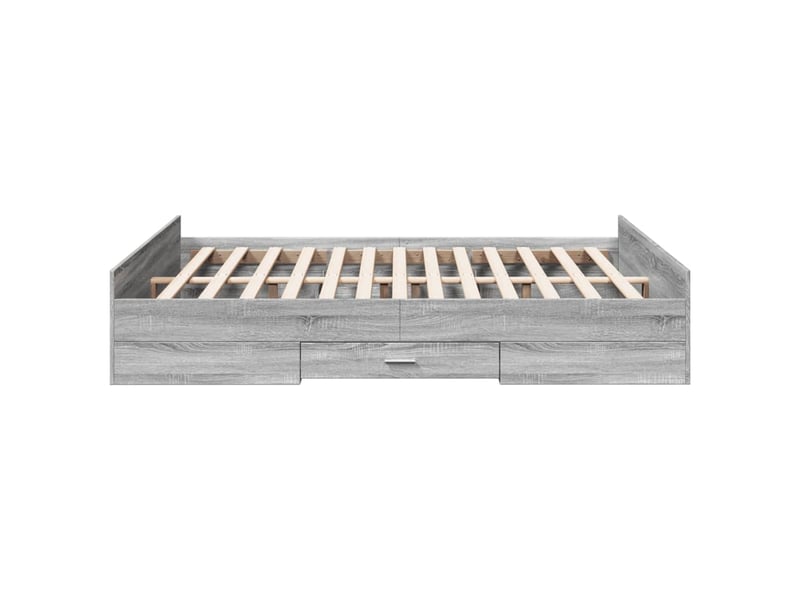  Lit double- lit adulte -  cadre de lit avec tiroirs sans matelas sonoma gris 140x200 cm  - Conforama D