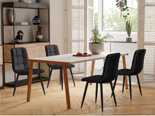 Lot de 4 chaises salle à manger, assise rembourrée en velours avec pieds en métal, ergonomie, pour cuisine, salle à manger, salon, chambre à coucher, noir