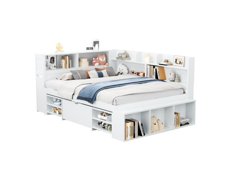  Lit avec rangement 140x200 cm coloris blanc mdf lit enfant blanc - Conforama A