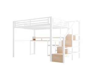 Lit mezzanine 140x200 cm <strong>HAUSS SPOLE</strong> <strong></strong> coloris blanc