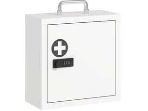 Armoire à pharmacie murale 30x14x30 cm à serrure à combinaison en métal blanc