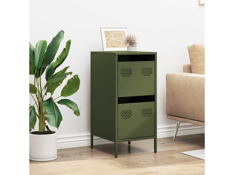  Buffet - bahut - meuble de rangement vert olive 35x39x73,5 cm acier laminé à froid  - Conforama C
