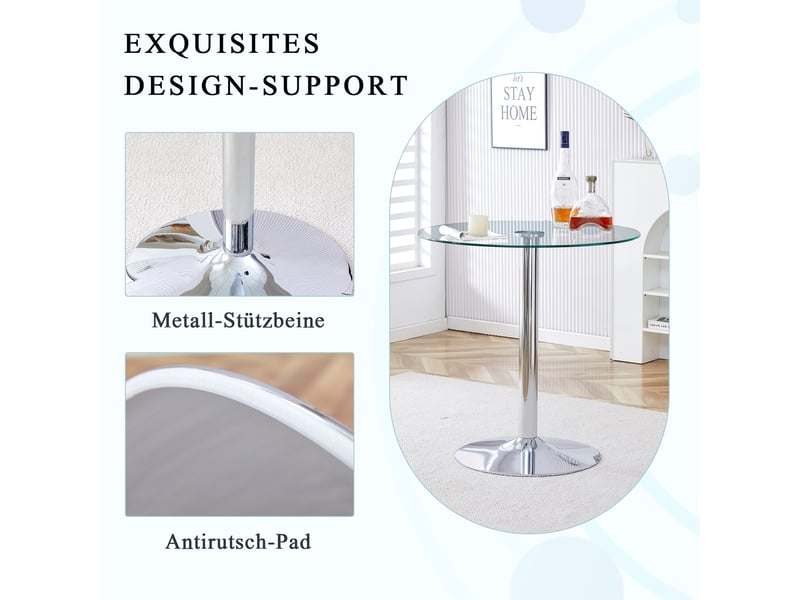  Table de bar en verre 89x92 cm - design minimaliste et luxe léger  - Conforama D