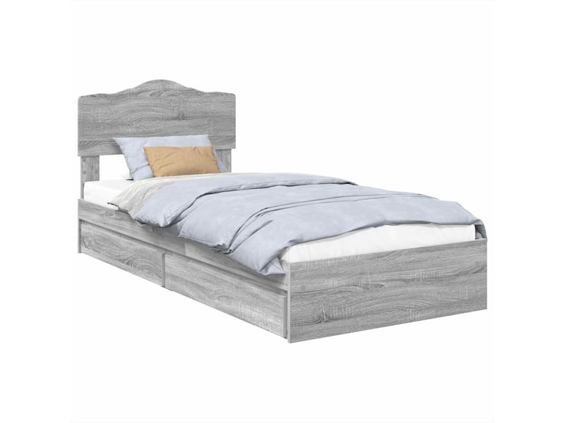 Lit simple- lit adulte - lit de rangement gris sonoma 100 x 200 cm bois d'ingénierie - Conforama A