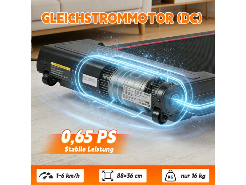  Tapis de marche électrique 2 en 1, inclinaison réglable, 1-6 kmh, led, télécommande  - Conforama E